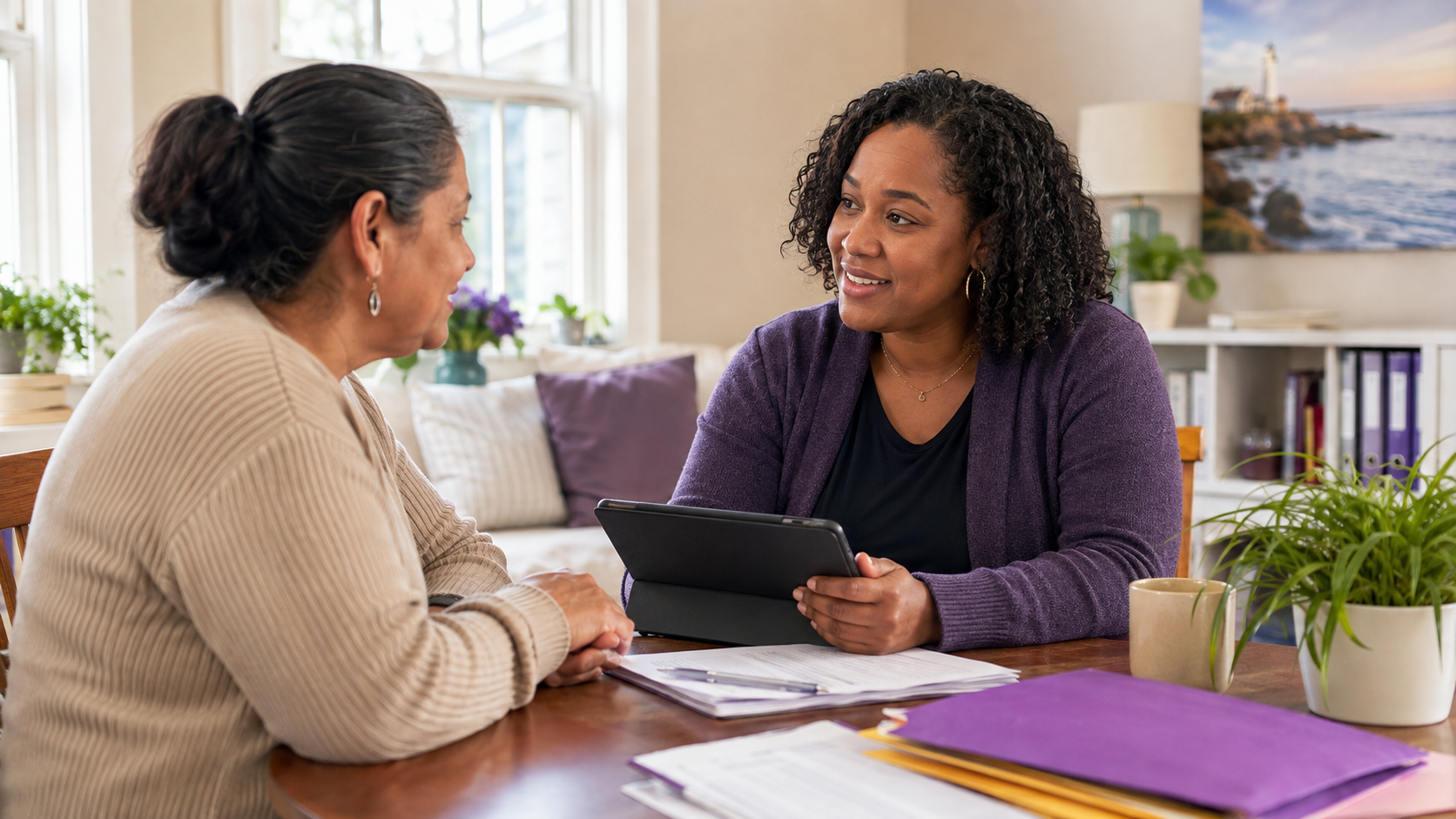 Community health worker meeting with a client